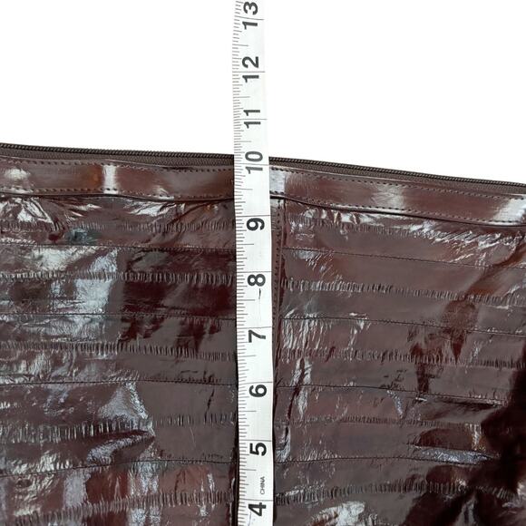 Vintage Genuine Eel Skin Leather Shoulder Bag Brown – Made in Korea - Picture 11 of 15